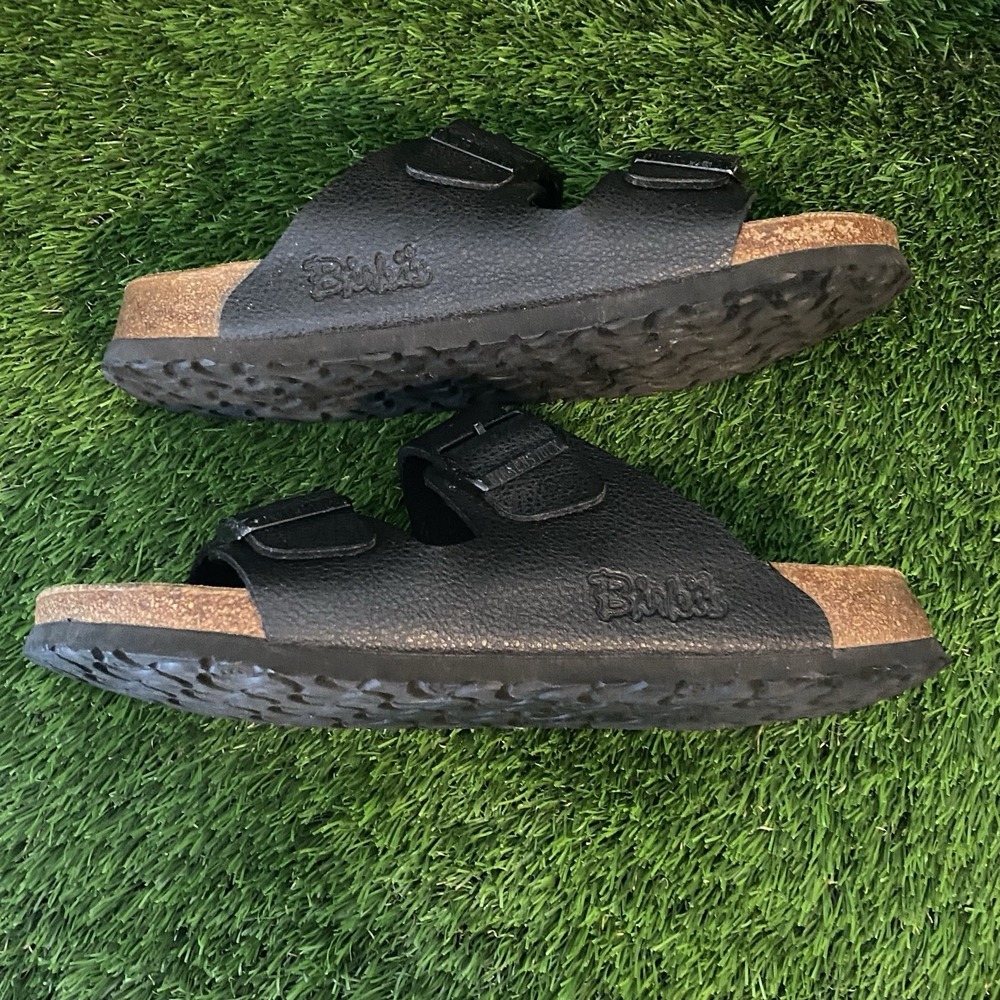 Birki's by birkenstock Arizona Black Sandals W11/M9 Cork Sole Slip On Boho - Picture 10 of 11